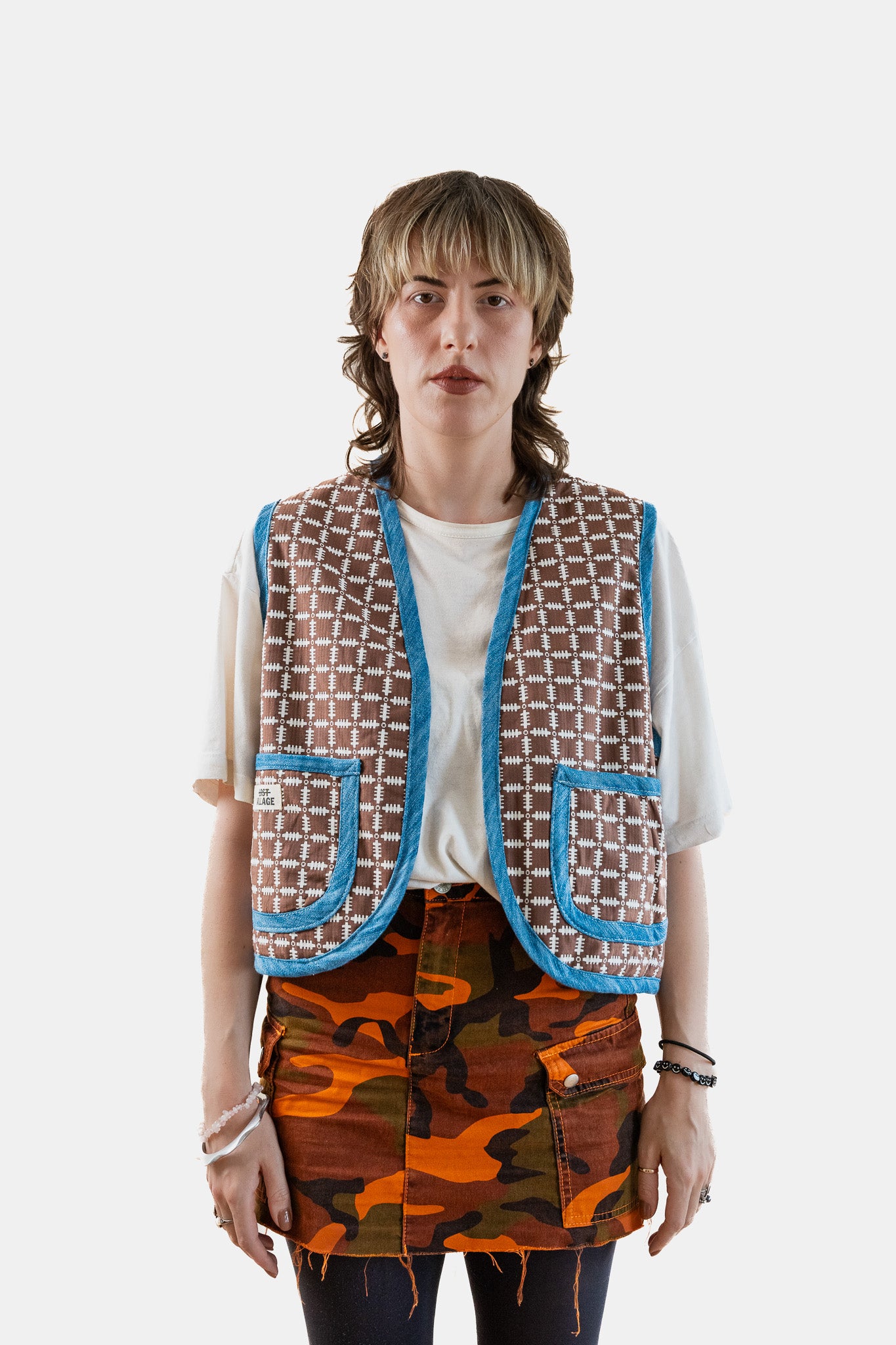Lost Village Vintage Rework Patterned Gilet