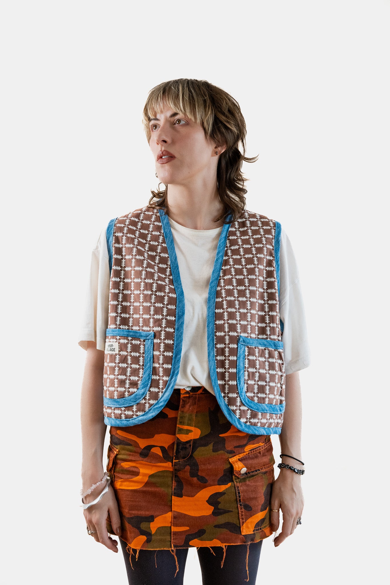 Lost Village Vintage Rework Patterned Gilet