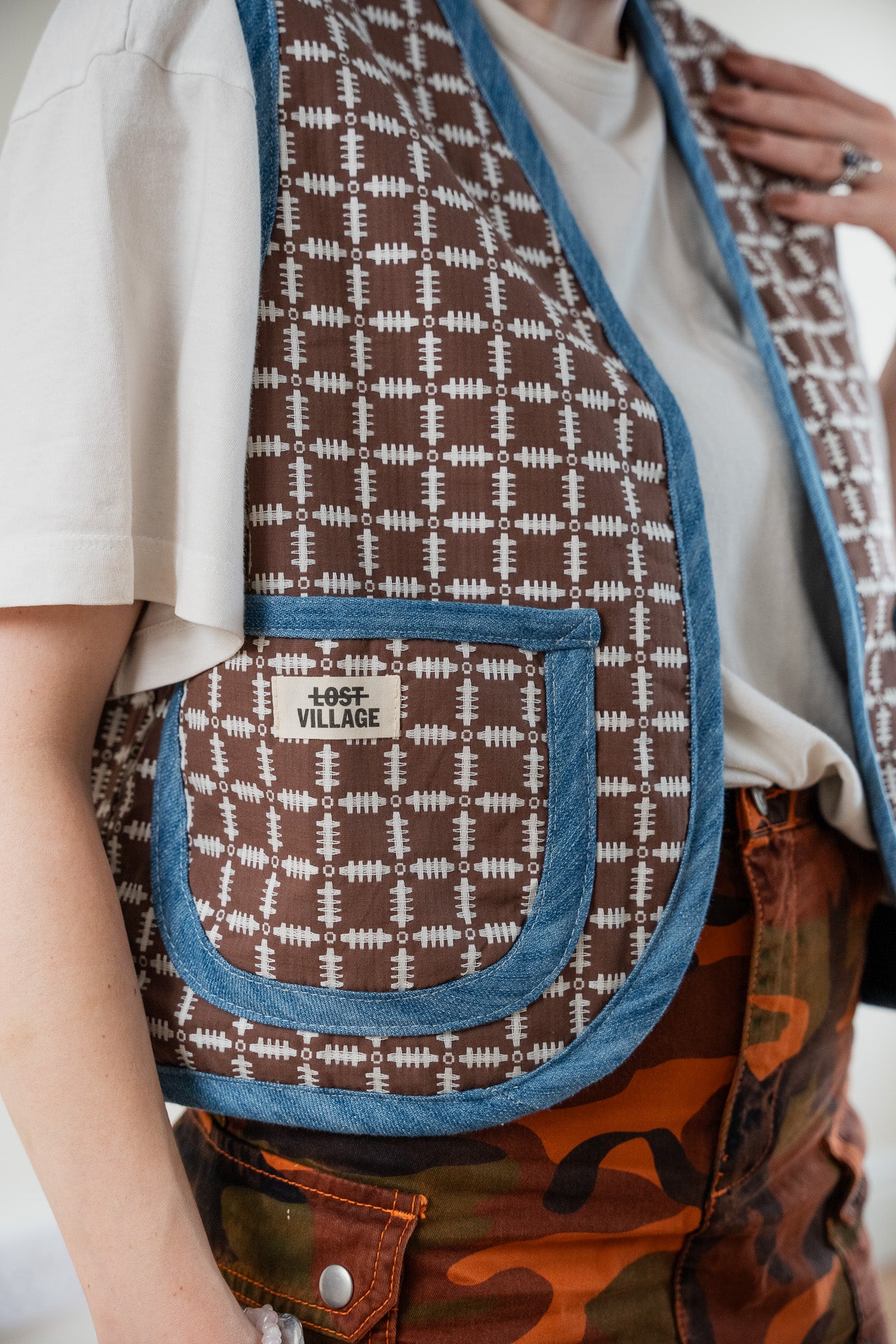 Lost Village Vintage Rework Patterned Gilet